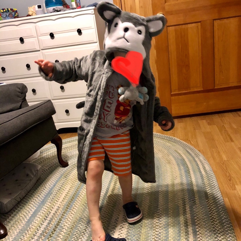 Husky Plush Robe Size 2/3 Toddler